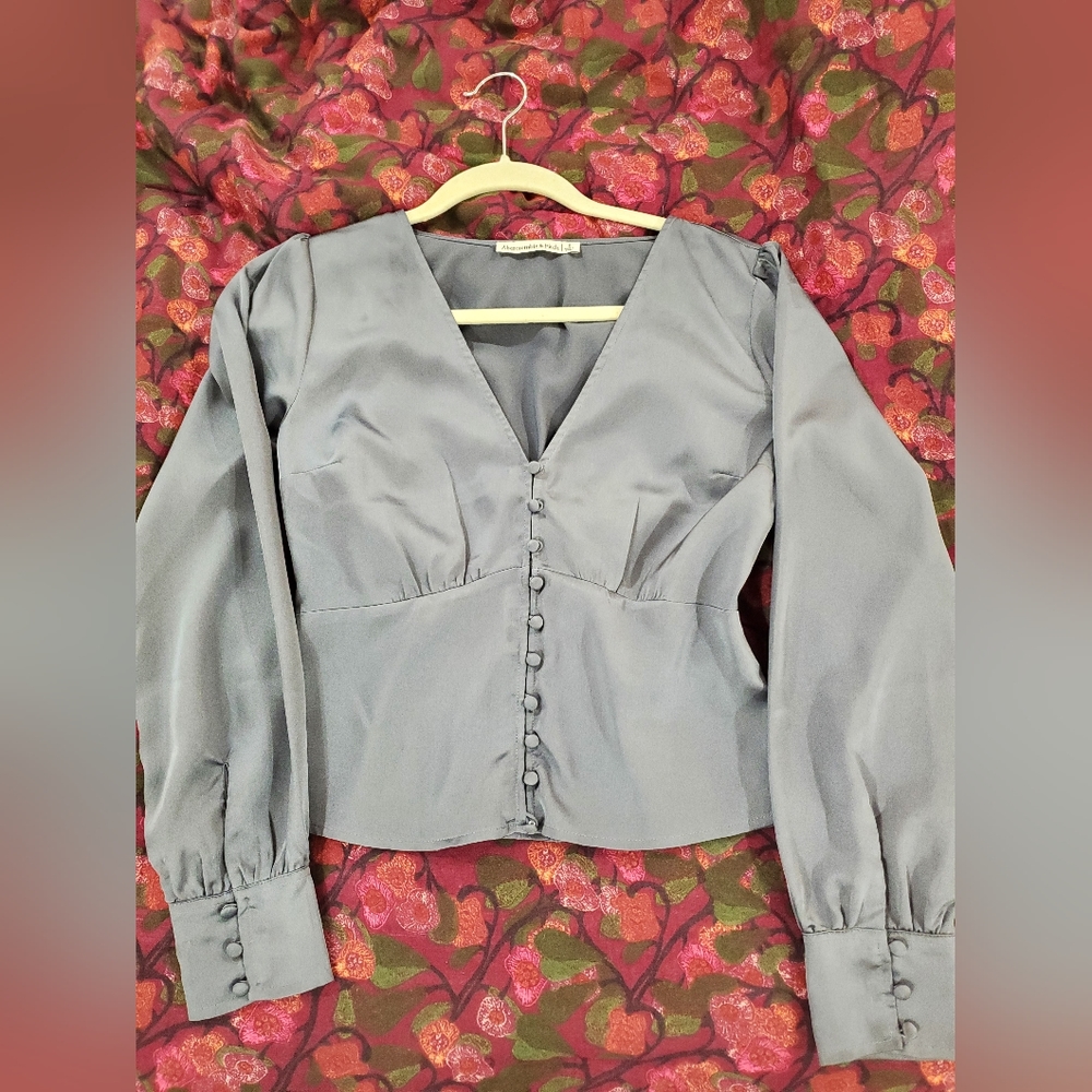 Abercrombie & Fitch Satin Gray Blouse
